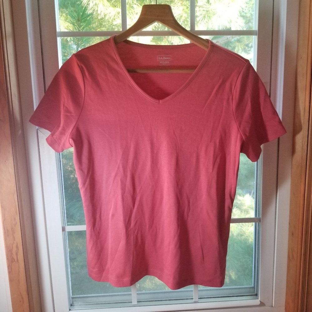 LL Bean Mauve V Neck Tee